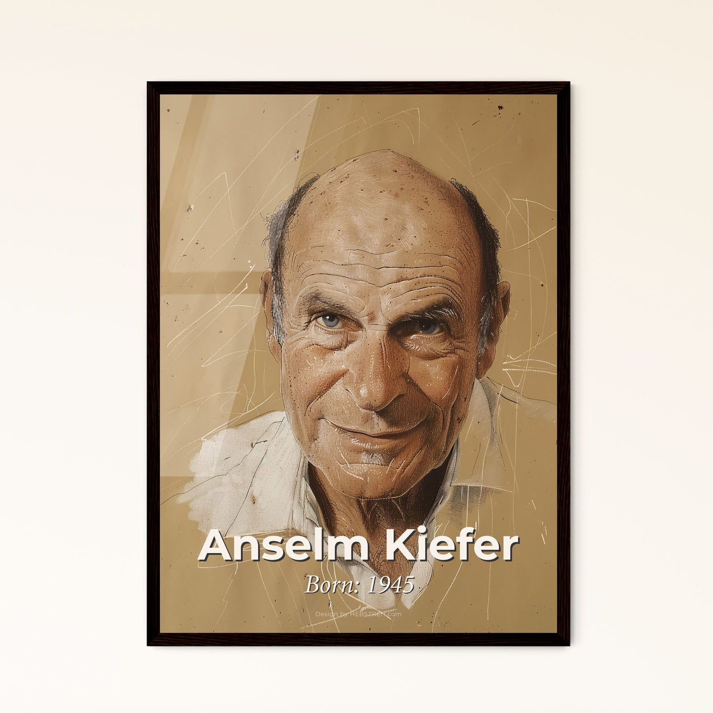 Anselm Kiefer-Inspired Contemporary Art: Dynamic Portrait on Beige, Capturing German Mythology & History - Perfect for Home Decor.