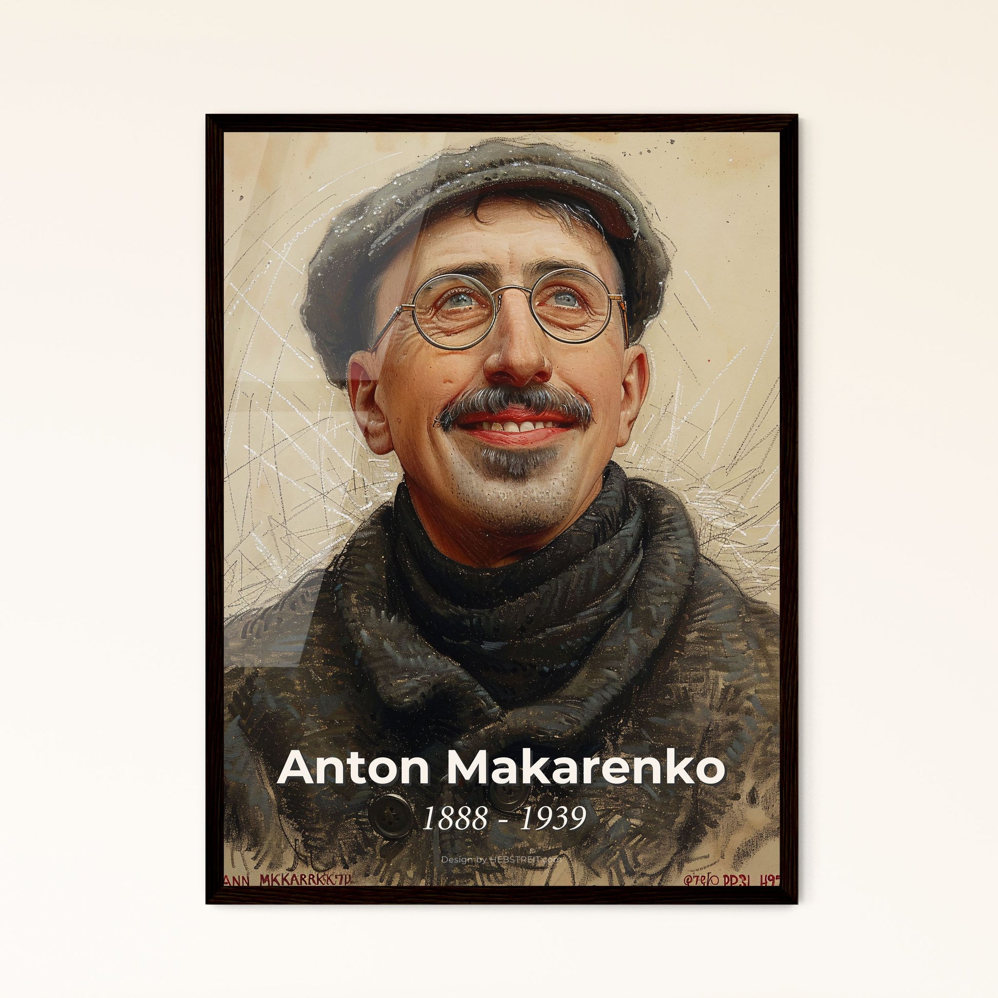 Enchanting Portrait of Anton Makarenko (1888-1939): A Contemporary Tribute to Soviet Pedagogy in Dynamic Artistry - Unique Home Décor