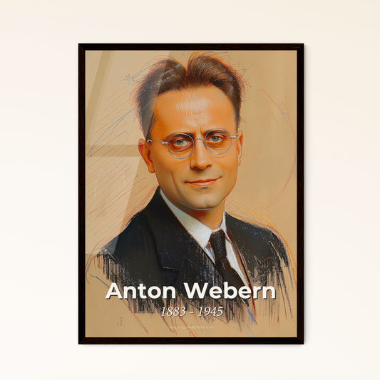 Elegant Portrait of Anton Webern: A Stunning Atonal Maestro in Vibrant Hues – Perfect for Home Decor & Gift Giving!