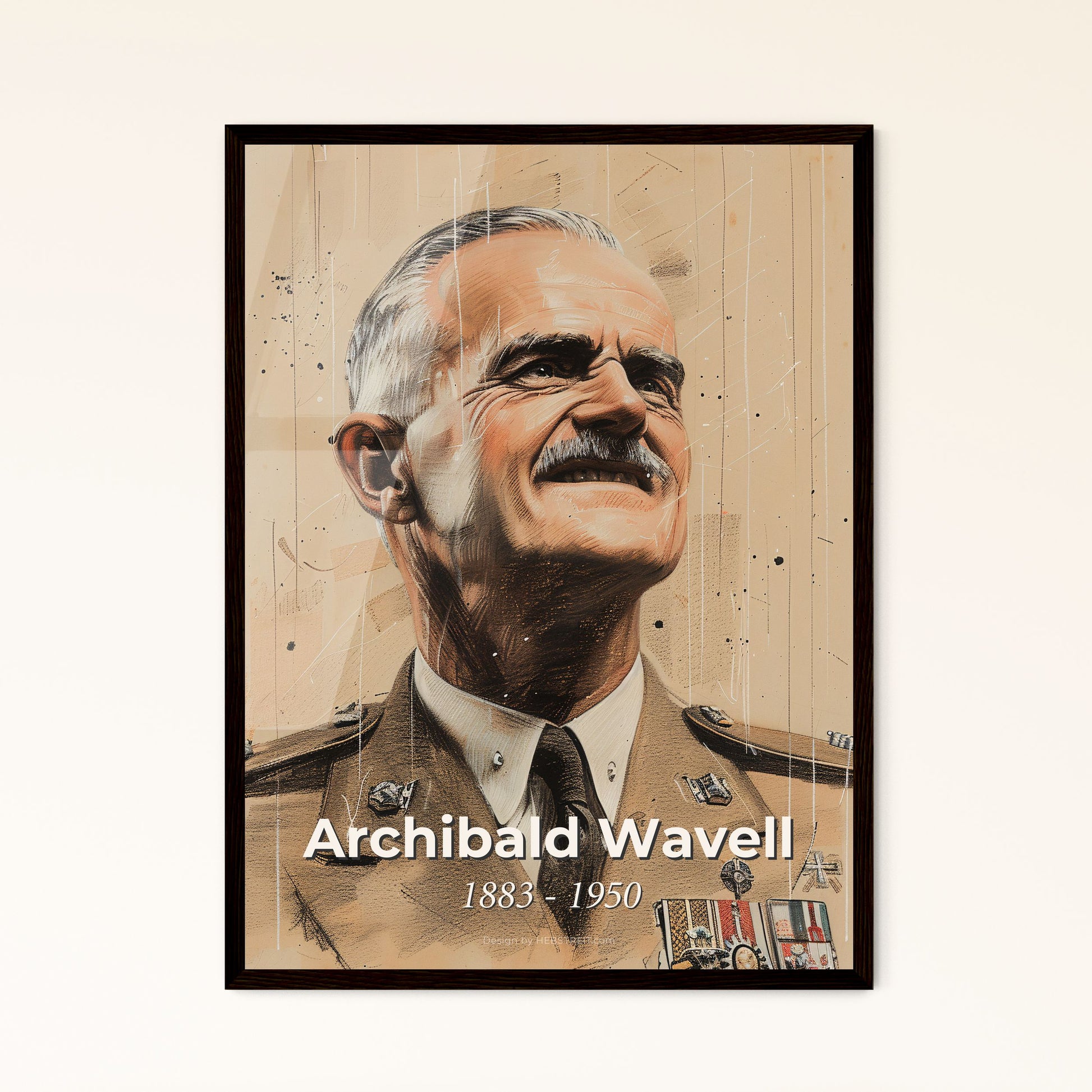 Vibrant Portrait of Field Marshal Archibald Wavell Framed Print