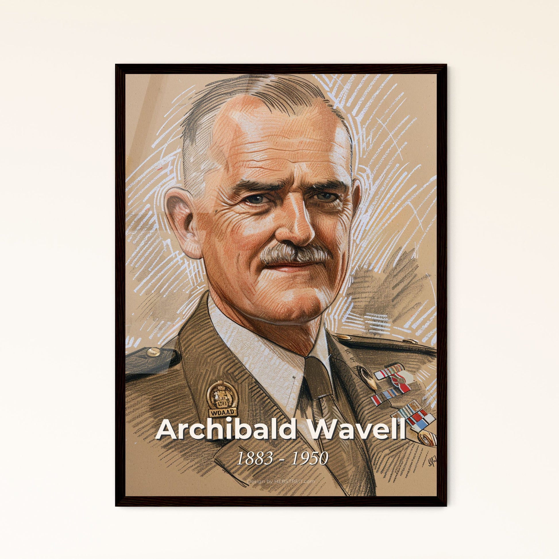 Exquisite Portrait of Sir Archibald Wavell Framed Print