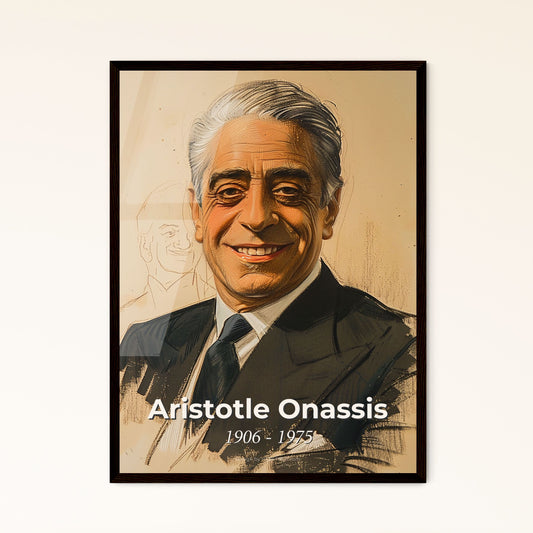 Elegant Portrait of Aristotle Onassis: A Captivating Contemporary Print Celebrating Wealth, Charisma & Artistic Flair