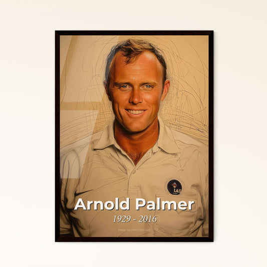 Arnold Palmer: A Timeless Tribute to Golf's Icon, Contemporary Art Print on Beige - Elevate Your Space with Elegance!