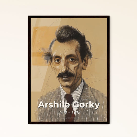 Arshile Gorky-Inspired Abstract Portrait: Elegant Lines & Subtle Hues on Beige, Perfect for Home Decor or Meaningful Gifting