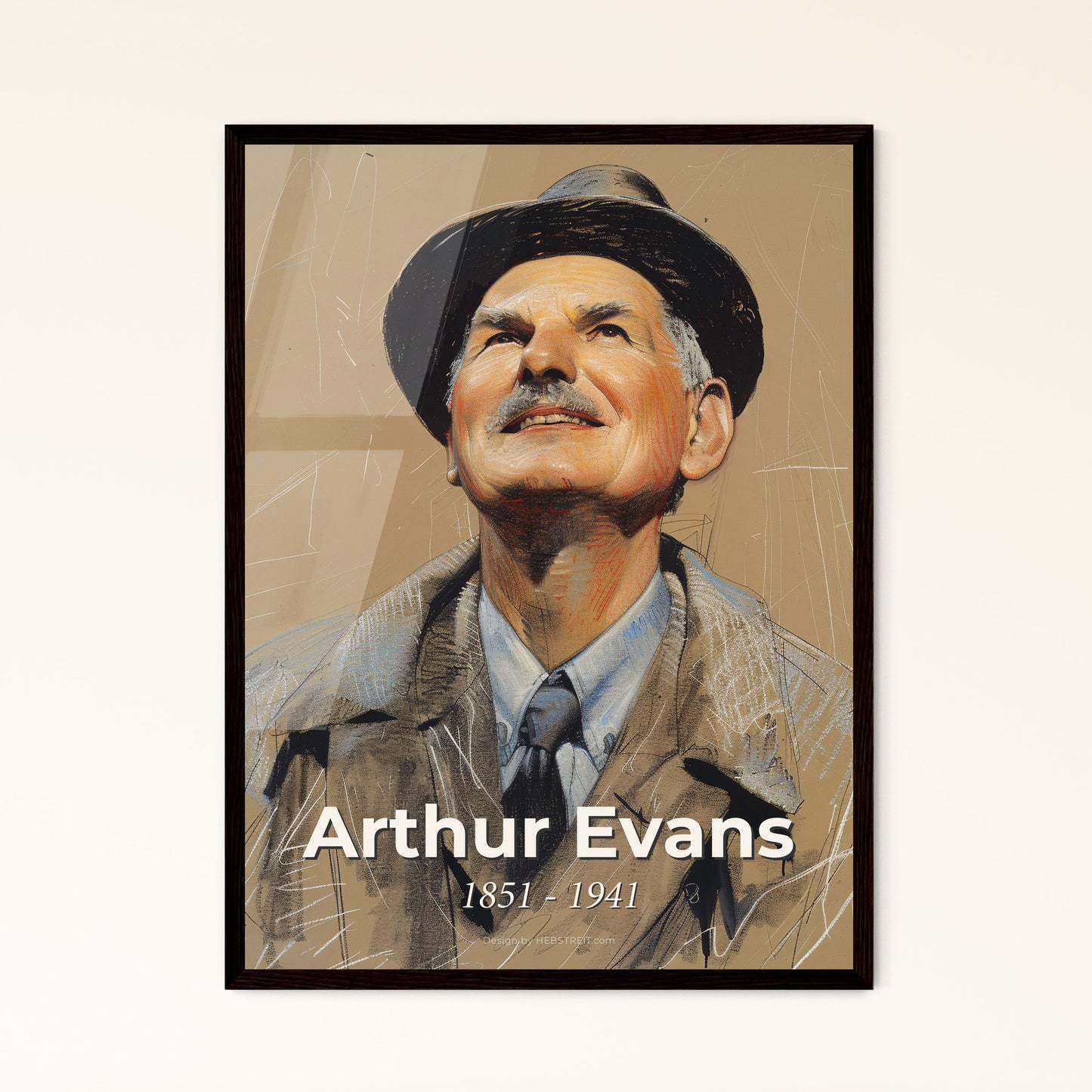 Arthur Evans: Pioneer of Minoan Civilization, Captured in Dynamic Contemporary Art – A Stunning Gift for Home Decor Enthusiasts!