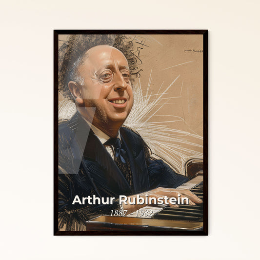 Elegant Portrait of Arthur Rubinstein: Celebrated Polish-American Pianist in Contemporary Art - A Perfect Gift for Music Lovers!