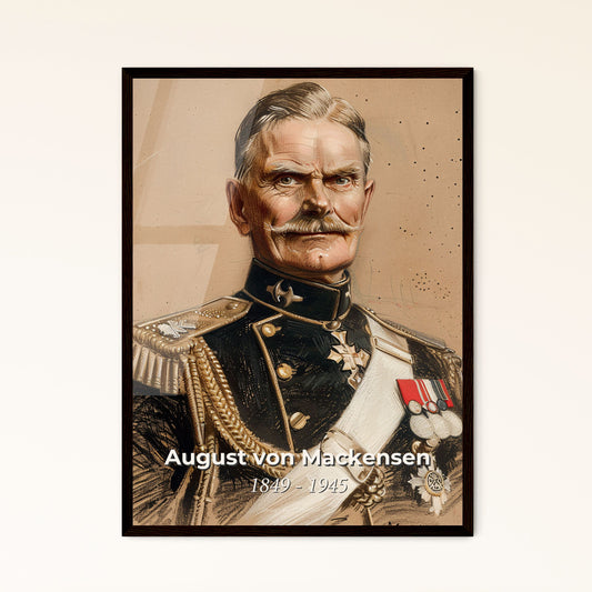 August von Mackensen: Elegant Portrait of a WWI German Field Marshal - Contemporary Art Print Featuring Dynamic Lines & Subtle Hues