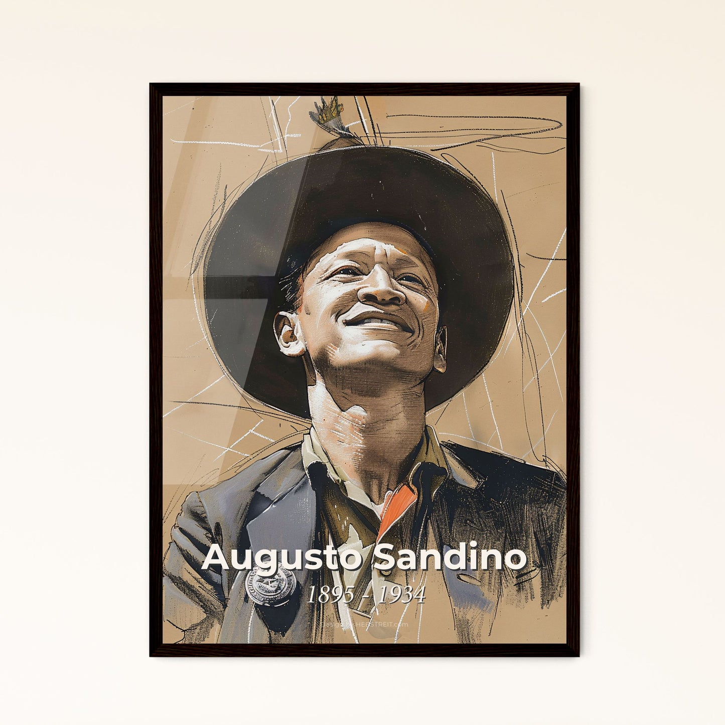 Augusto Sandino: Revolutionary Icon - Contemporary Art Portrait in Elegant Hues, Perfect for Home Decor or as a Thoughtful Gift