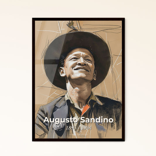 Augusto Sandino: Revolutionary Icon - Contemporary Art Portrait in Elegant Hues, Perfect for Home Decor or as a Thoughtful Gift