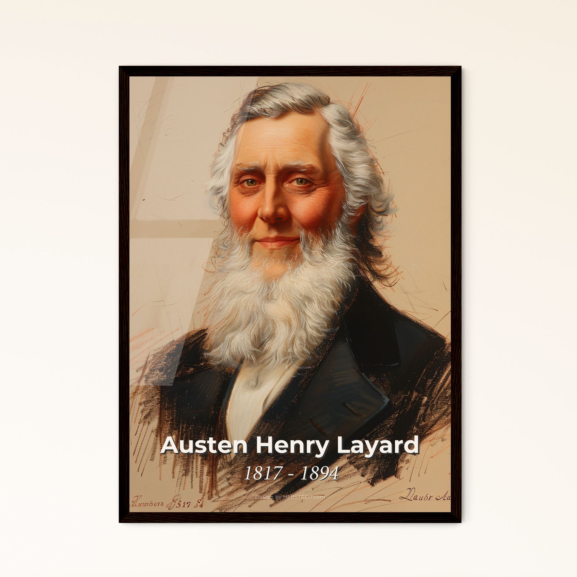 Elegant Portrait of Austen Henry Layard Framed Print