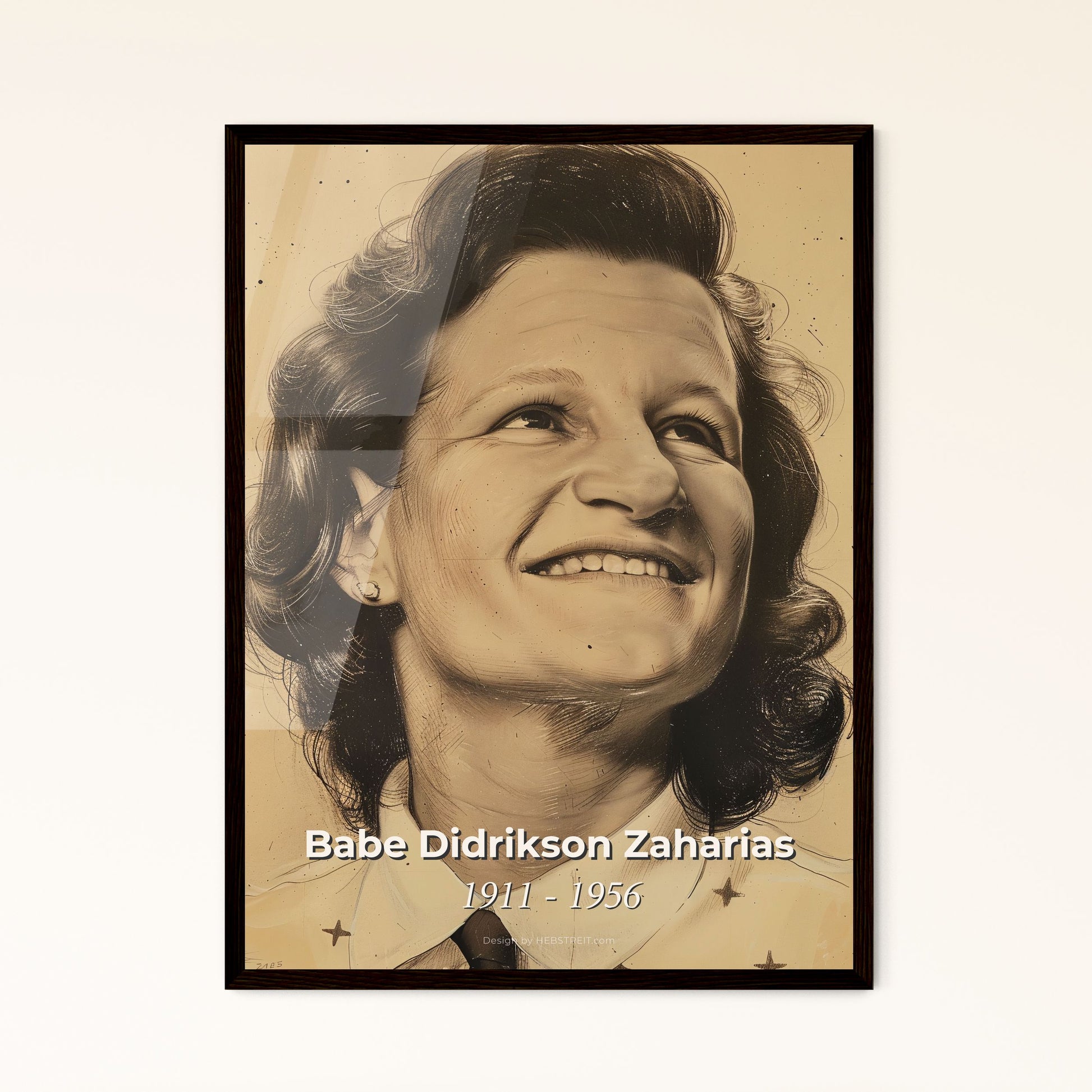 Babe Didrikson Zaharias: Radiant Portrait of a Sports Legend - Unique Contemporary Print in Vibrant Hues for Elegant Interiors