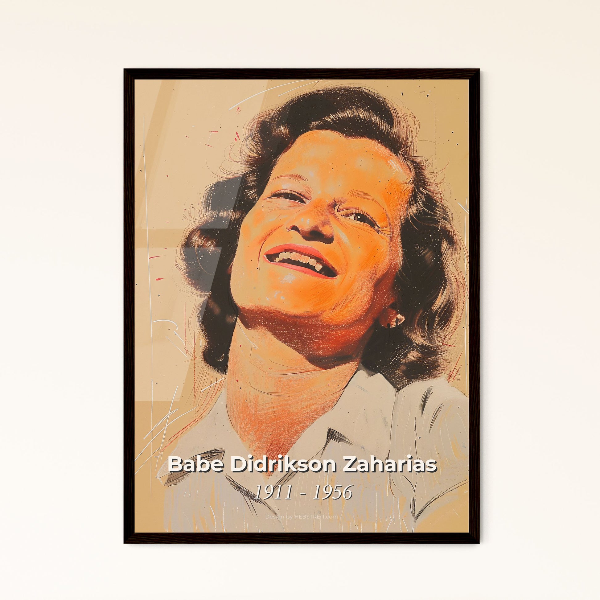 Babe Didrikson Zaharias: Iconic Athlete, Olympic Champion - Contemporary Art Print Celebrating Her Legacy in Vibrant Elegance.