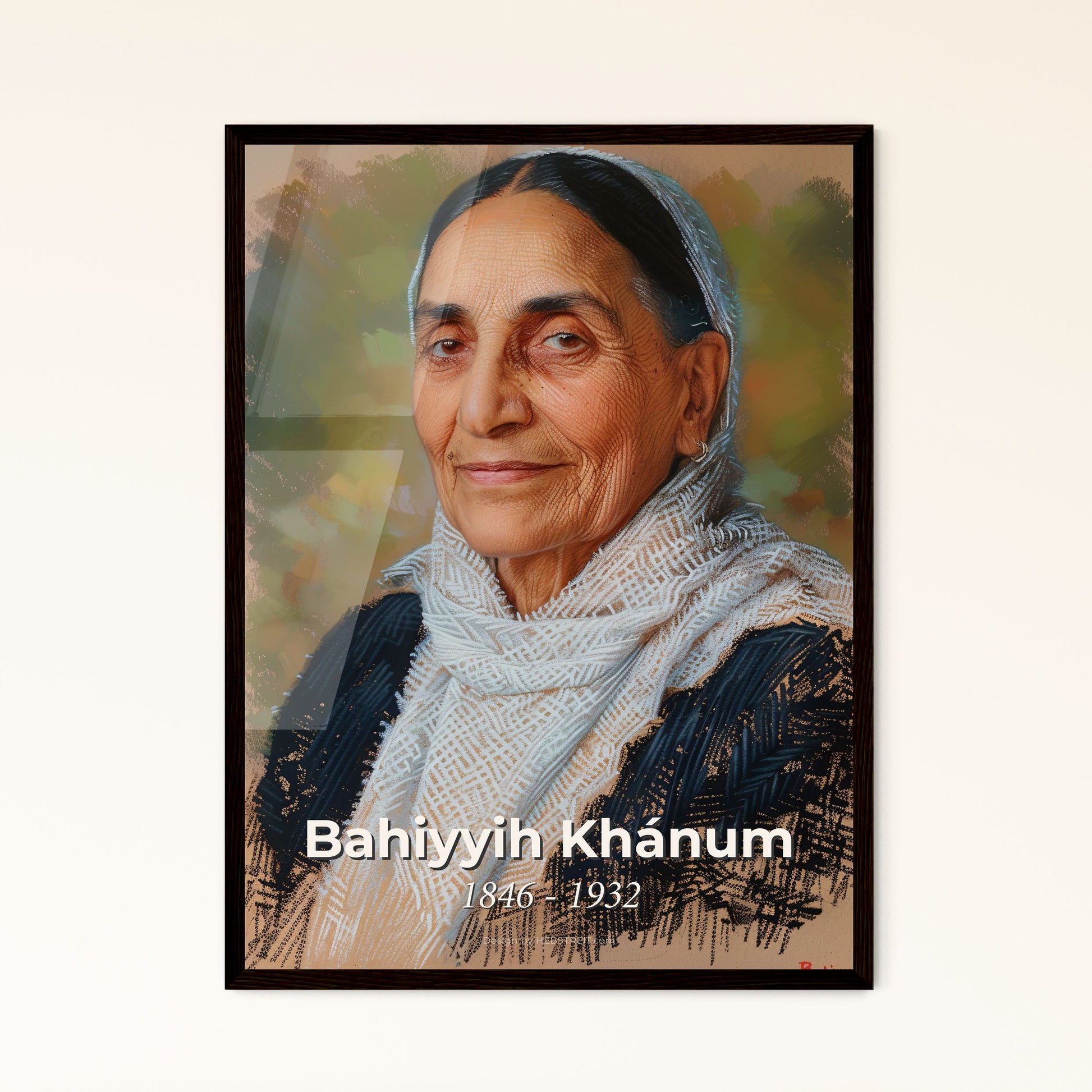 Elegant Portrait of Bahiyyih Khánum: A Contemporary Tribute to a Bahá'í Icon - Stunning Art Print for Home Décor & Gifting