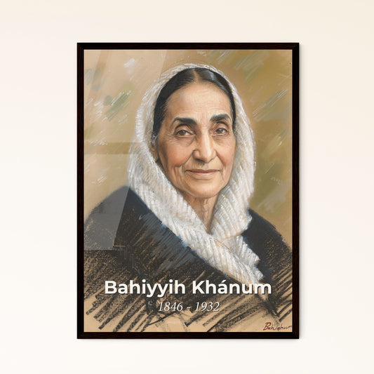 Elegant Portrait of Bahiyyih Khánum: A Striking Contemporary Artwork Celebrating a Pioneer of the Bahá'í Faith on Luxe Décor