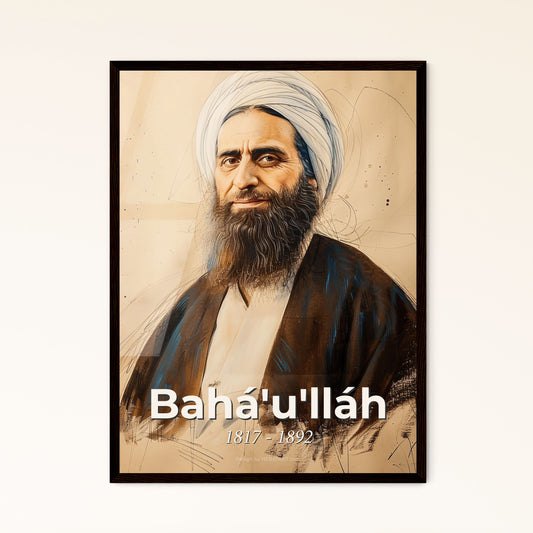 Elegant Portrait of Bahá'u'lláh: Celebrating Unity and Peace in Contemporary Art - Ideal Gift for Home Decor Enthusiasts