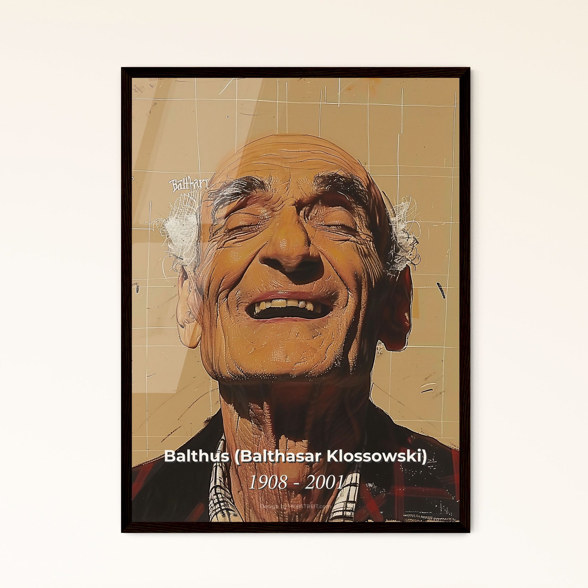 Balthus-Inspired Fine Art Print: Enigmatic Youthful Portrait on Beige, Framed & Aluminum Options for Luxurious Home Decor