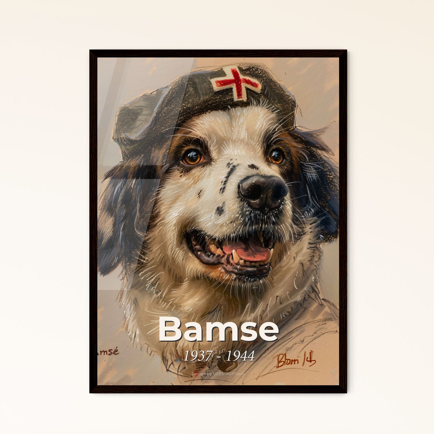 Bamse: The Heroic St. Bernard - A Contemporary Tribute to WWII Bravery in Elegant Hues & Dynamic Lines for Timeless Decor