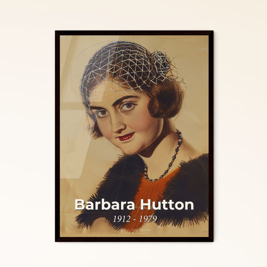 Elegant Portrait of Barbara Hutton: Iconic Heiress Captured in Contemporary Art – Perfect Gift for Timeless Home Decor