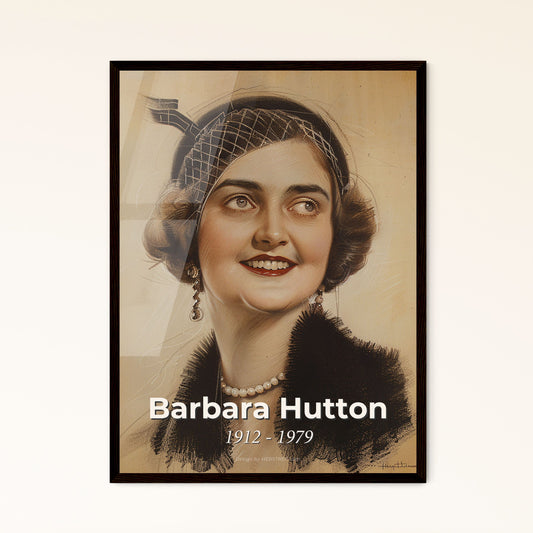 Elegant Portrait of Barbara Hutton: Iconic Socialite & Heiress - Contemporary Art Print for Luxurious Home Décor