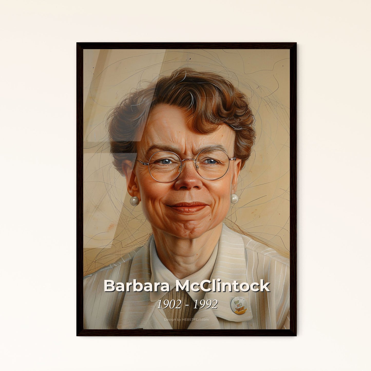 Captivating Tribute to Barbara McClintock: Luminous Contemporary Portrait of the Nobel Prize-Winning Geneticist in Dynamic Hues