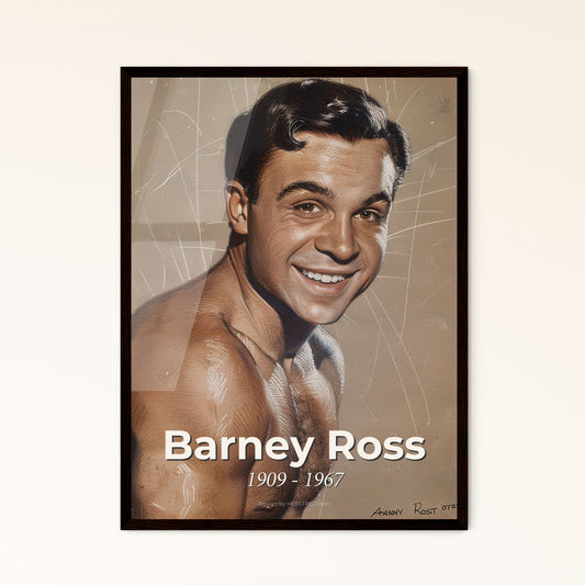 Barney Ross: A Resilient Champion - Contemporary Art Print Celebrating the Iconic Boxer in Elegant Lines and Subtle Hues