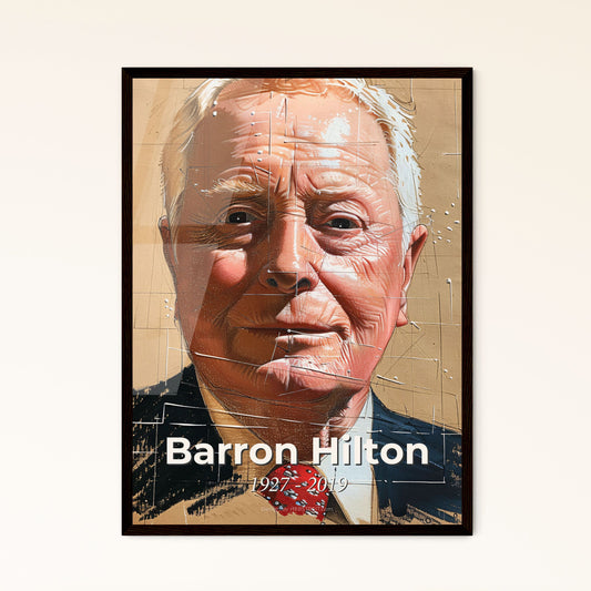 Elegant Portrait of Barron Hilton: Iconic Hotelier & NFL Visionary - Stunning Contemporary Art Print, Perfect for Home Decor