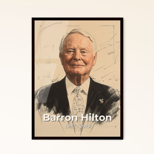 Elegant Tribute to Barron Hilton: Iconic Hotelier & NFL Visionary - Contemporary Art Print for Unique Interior Decor & Gifting