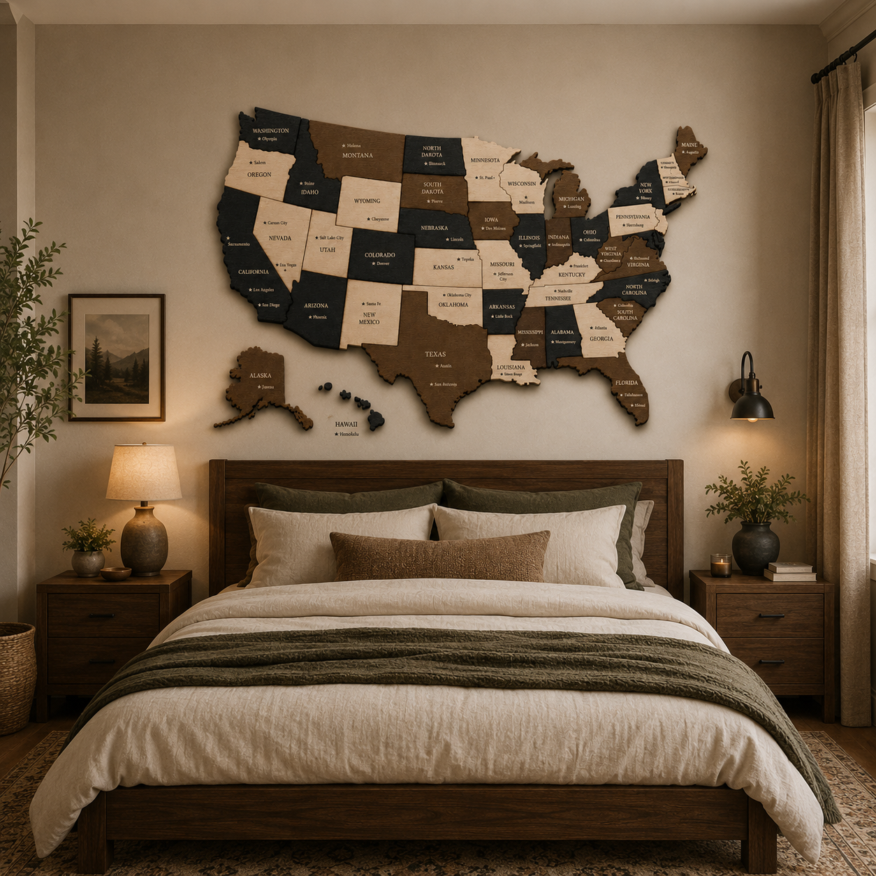 Wooden USA Map with States – Unique Wall Art for Home & Office