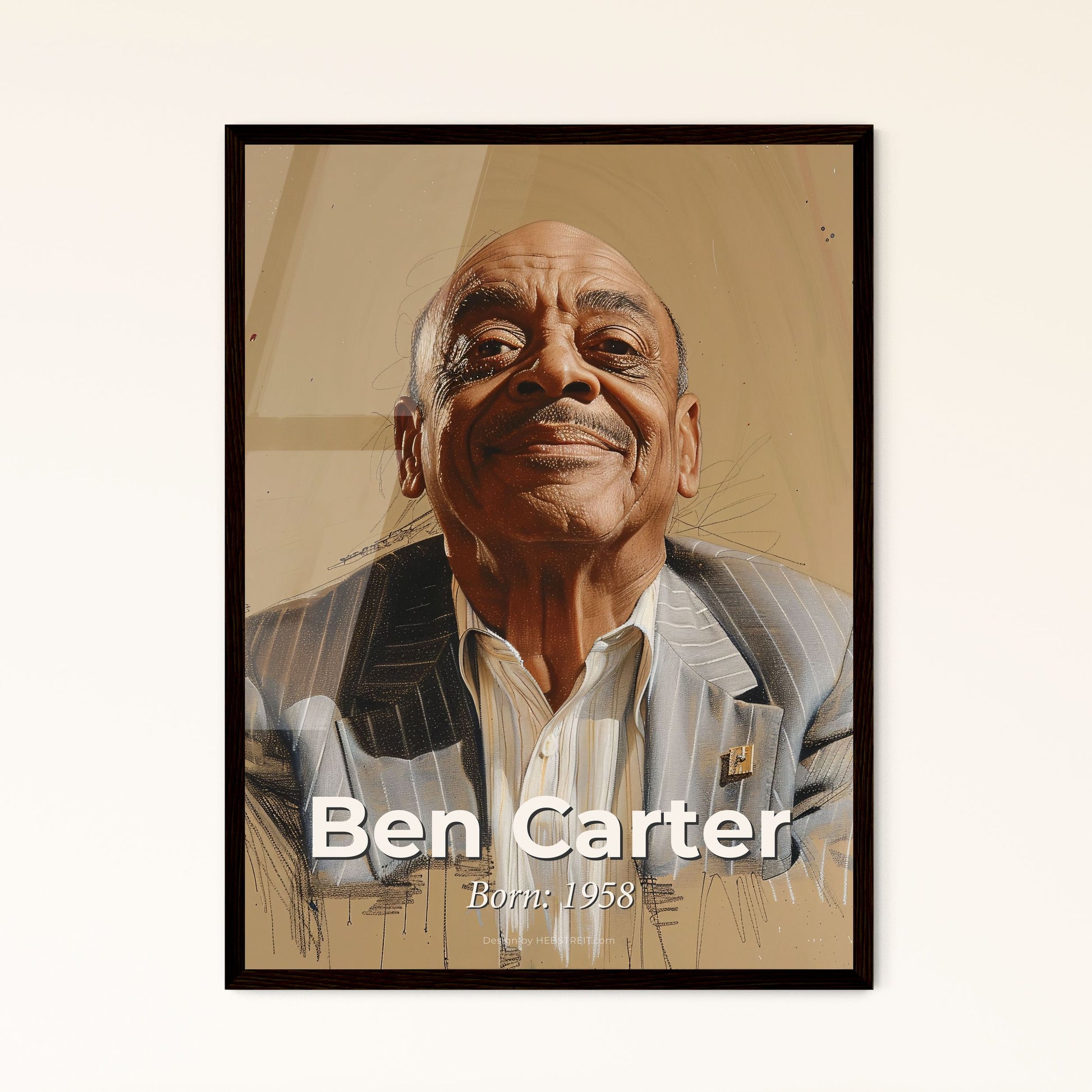 Captivating Portrait of Ben Carter: A Contemporary Tribute to an Iconic Real Estate Developer on Elegant Beige Background