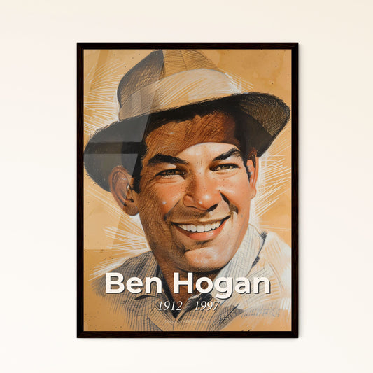 Ben Hogan: Iconic Golfer Portrait - Contemporary Art Print Celebrating Golf Greatness with Dynamic Lines and Unique Perspective