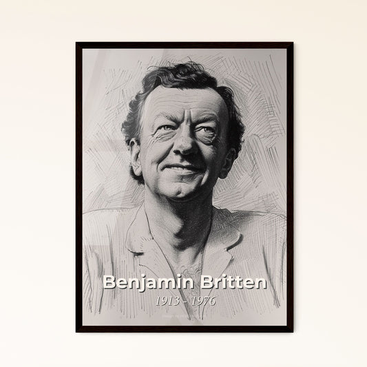 Elegant Portrait of Benjamin Britten: Contemporary Art Print, Exquisite Lines & Hatching, Perfect for Home Decor & Gifts