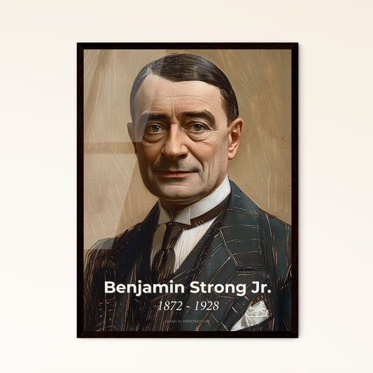 Elegant Portrait of Benjamin Strong Jr.: Iconic Banker & Federal Reserve Pioneer, Contemporary Art Masterpiece for Distinctive Décor