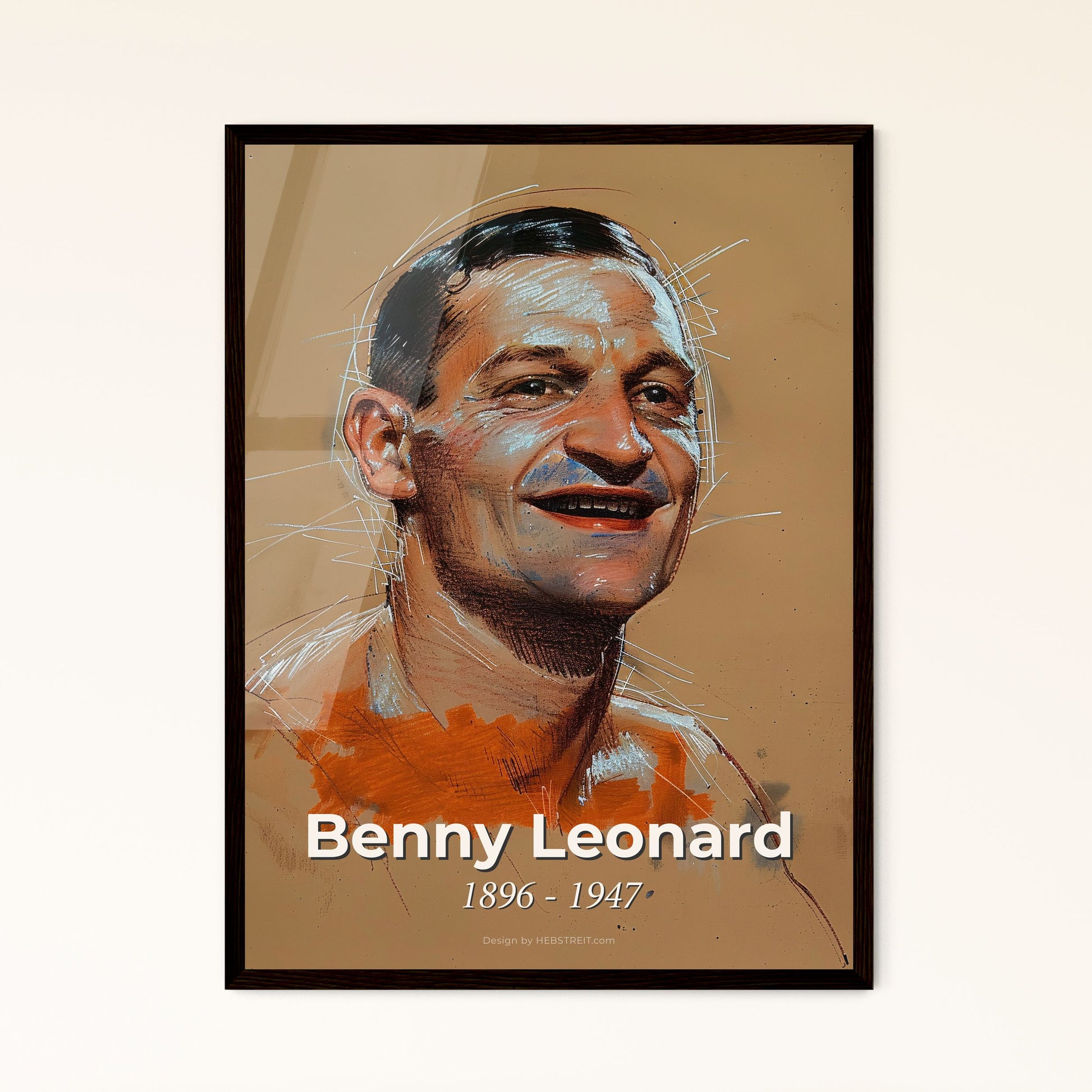 Benny Leonard: Iconic Lightweight Champion - Contemporary Portrait Print, Stunning Lines & Hues for Home Decor & Unique Gifts!