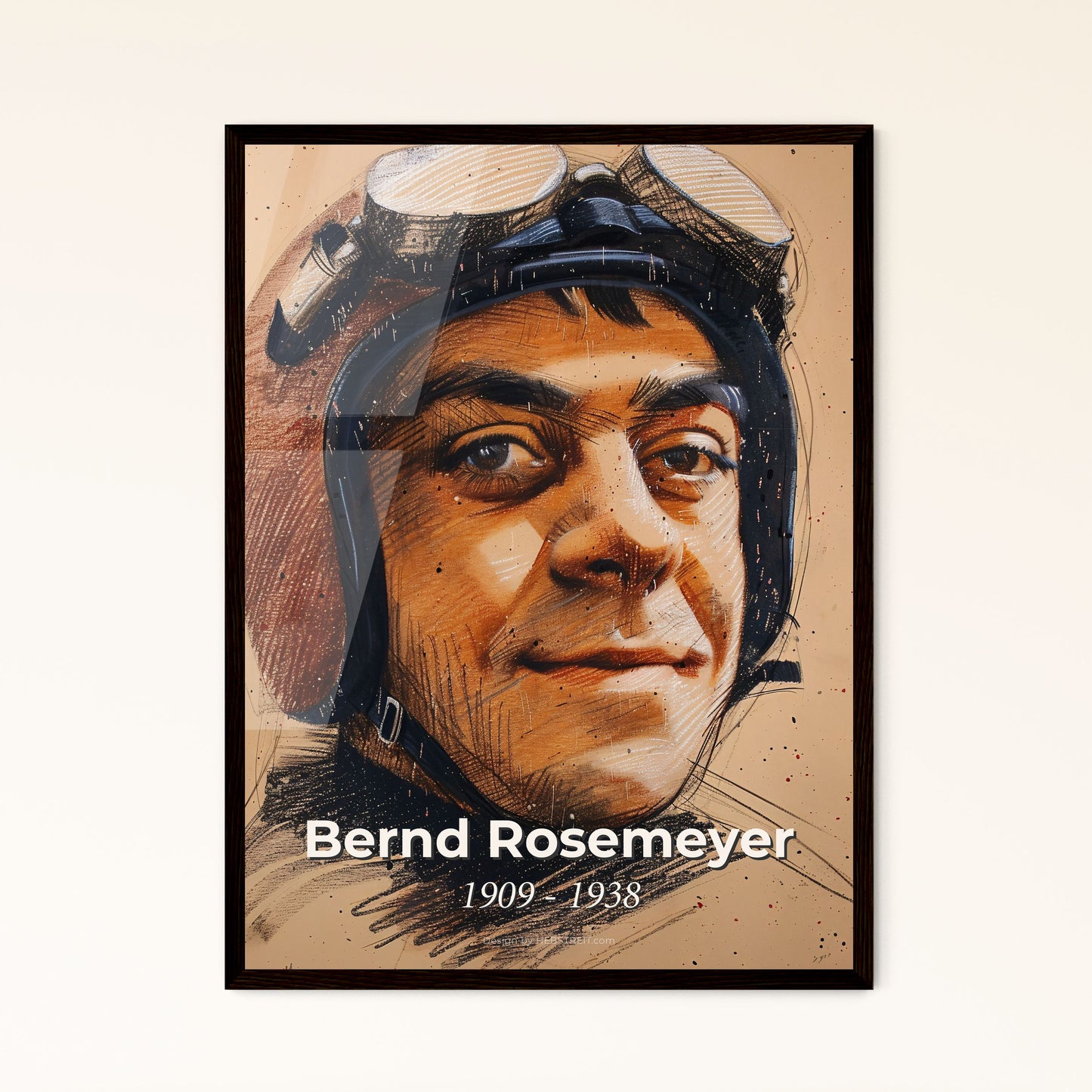 Dynamic Portrait of Bernd Rosemeyer: A Fearless Racing Legend Captured in Contemporary Art | Stunning Print Options Available