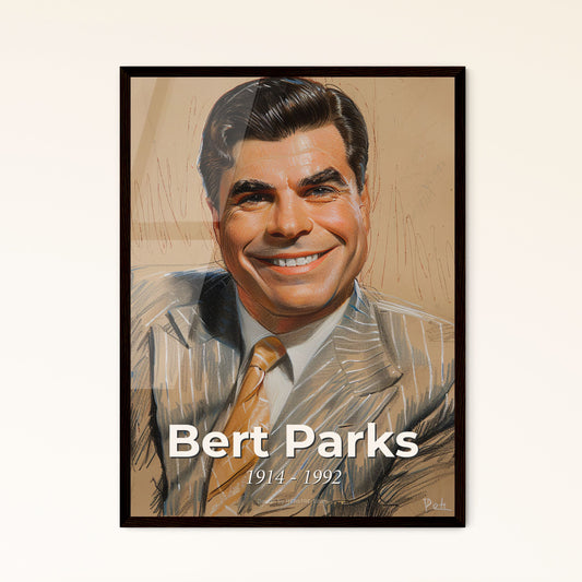 Captivating Portrait of Bert Parks: Iconic TV Host in Abstract Elegance - A Stunning Print for Timeless Home Décor