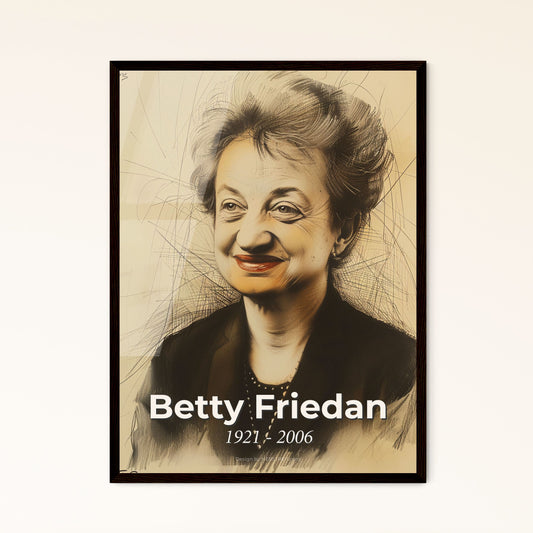 Radiant Tribute to Betty Friedan: Celebrating Feminism Through Art - Beautiful Portrait in Contemporary Style, Perfect for Home Decor