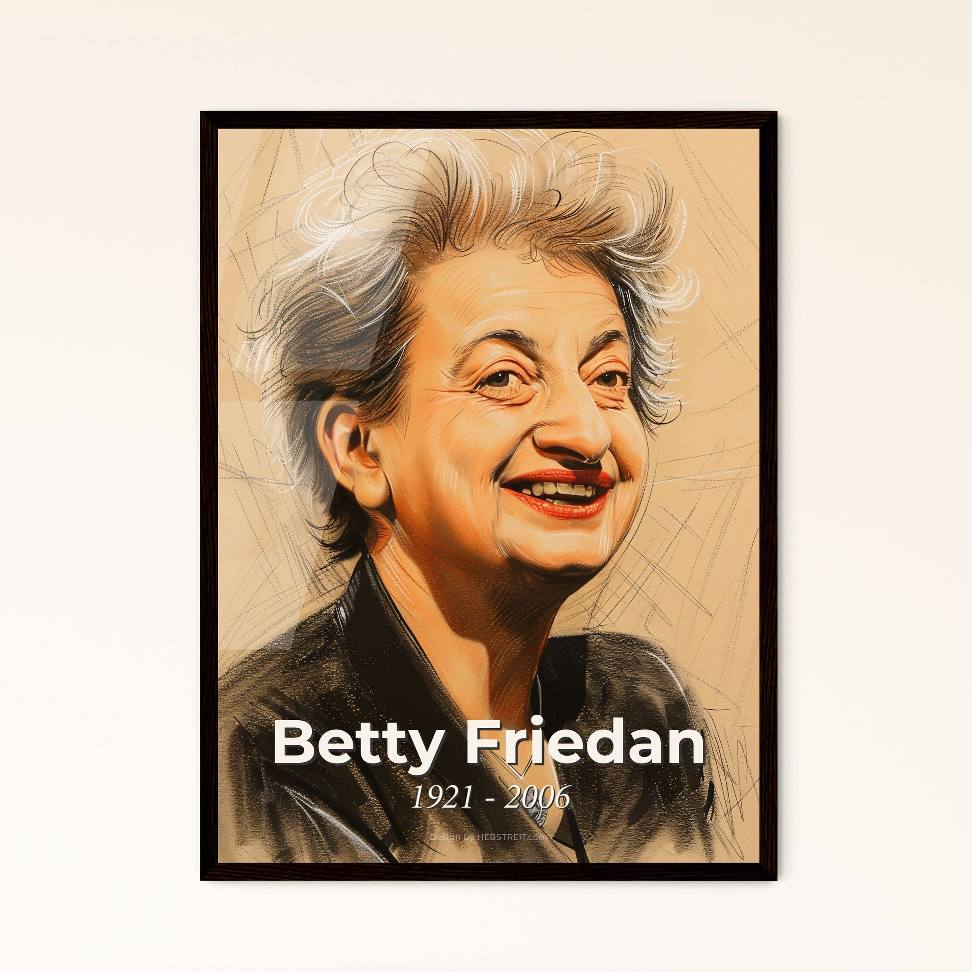 Empowering Portrait of Betty Friedan: Iconic Feminist & Writer - Stunning Contemporary Art Print for Home Decor & Inspiration