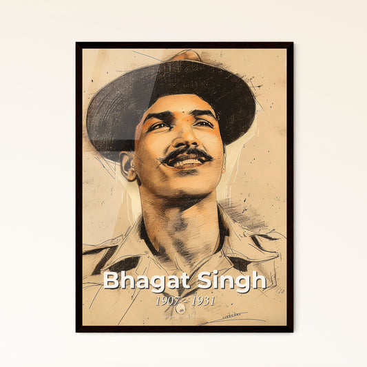 Vibrant Tribute to Bhagat Singh: A Contemporary Art Print Celebrating India's Revolutionary Hero - Perfect for Home Decor