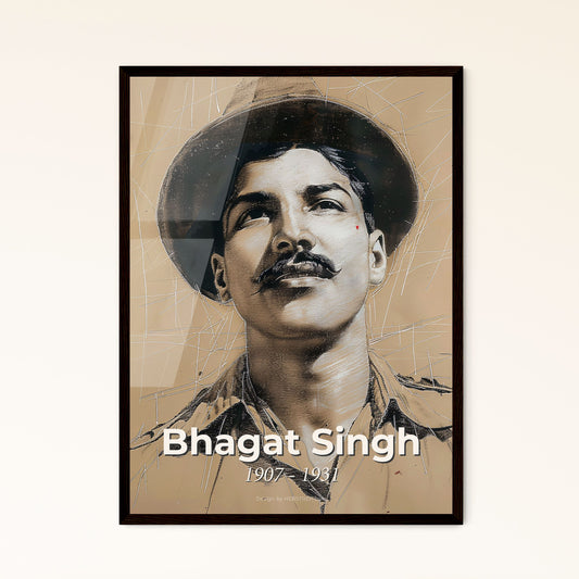 Stunning Bhagat Singh - Framed Art Print
