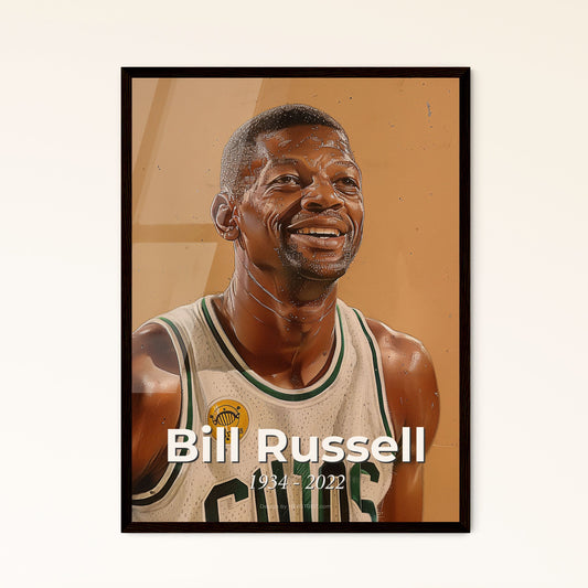 Bill Russell Tribute: Iconic NBA Legend in Vibrant Art - 11-Time Champion & Defensive Great - Perfect Gift for Home Decor.