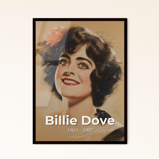 Billie Dove: Elegant Flapper Era Portrait - Contemporary Sensual Art Print on Beige Background, Perfect for Home Decor and Gifting