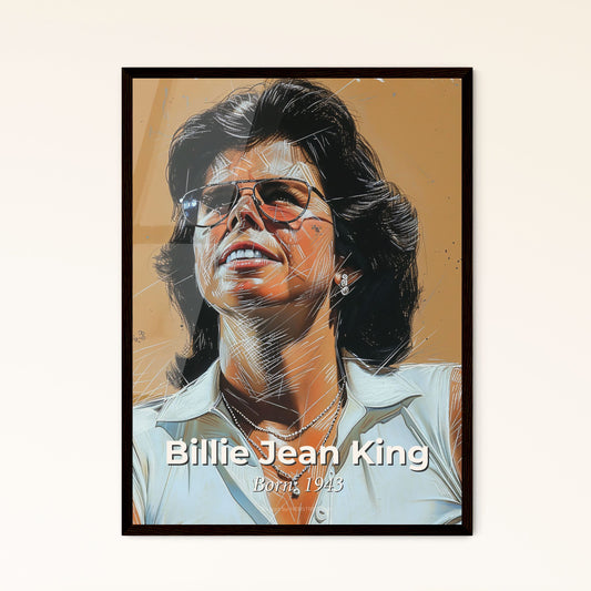 Billie Jean King: Iconic Tennis Champion & Advocate - Stunning Contemporary Art Print, Elegant Hatching & Dynamic Lines