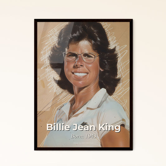 Billie Jean King: Iconic Tennis Champion & Gender Equality Advocate - Contemporary Art Print with Dynamic Hues & Unique Perspective