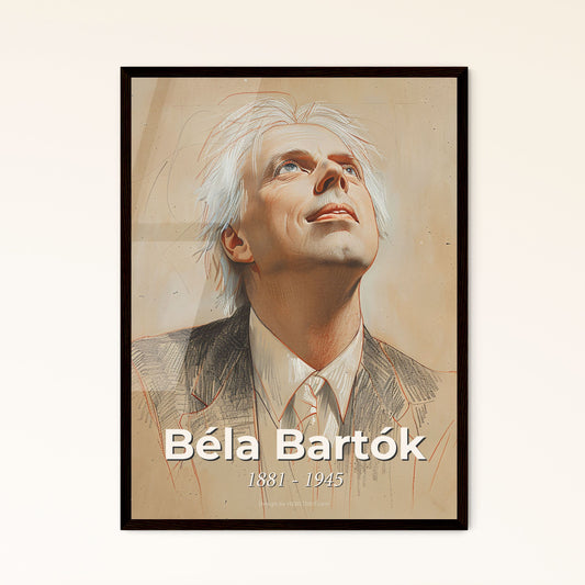 Elegant Portrait of Béla Bartók: Celebrating the Fusion of Folk & Classical Music in a Dynamic Contemporary Art Print