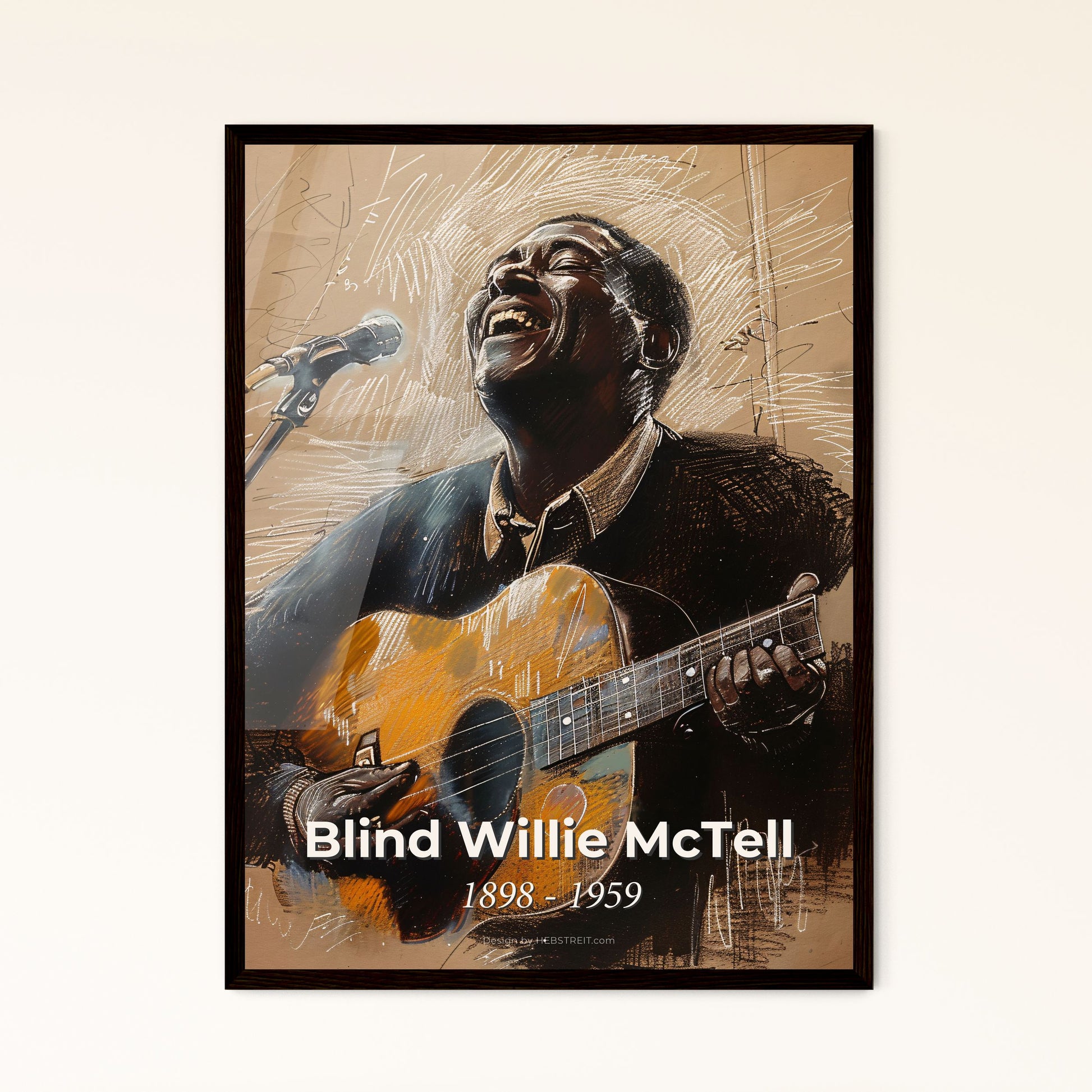 Blind Willie McTell: Captivating Contemporary Tribute in 12-String Harmony - Unique Art Print for Home Decor & Thoughtful Gifts