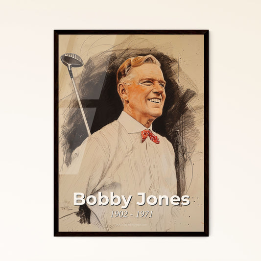 Bobby Jones: The Grand Slam Legend - Contemporary Portrait on Bright Beige, Dynamic Lines & Subtle Hues for Home Décor