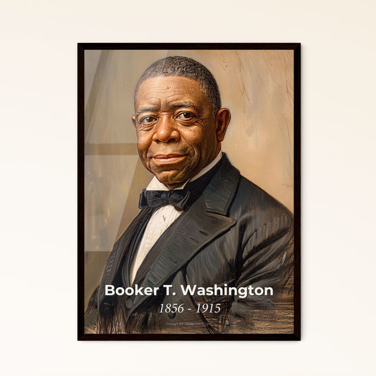 Elegant Portrait of Booker T. Washington: Contemporary Vibes with Dynamic Hatching & Unique Perspective—Perfect Gift or Home Decor