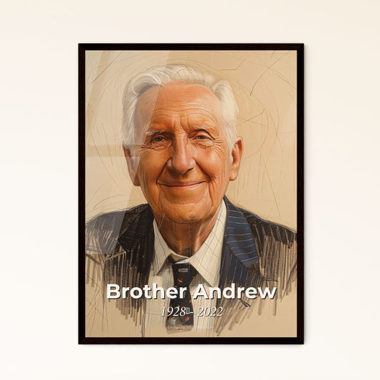 Brother Andrew: A Tribute to the Courageous Dutch Missionary - Vibrant Contemporary Art Print Celebrating Faith and Resilience