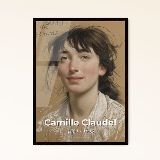 Embrace the Passion: Camille Claudel, Sculptor & Muse - Contemporary Art Print on Beige, Framed or Aluminum, Perfect for Home Decor!