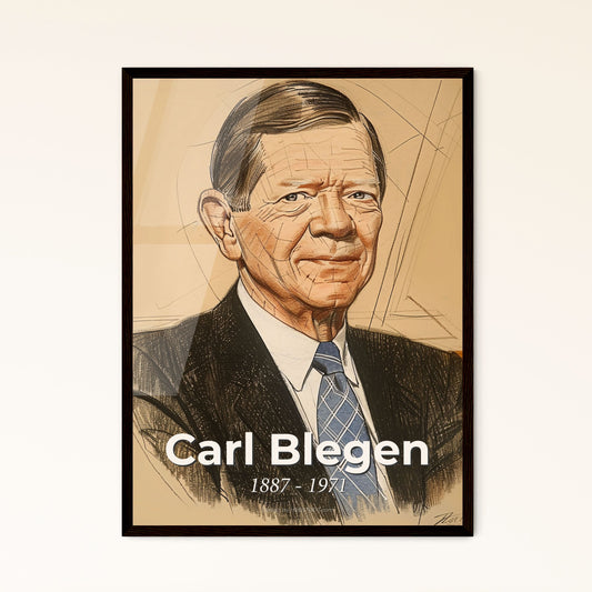 Exquisite Portrait of Carl Blegen: Celebrated American Archaeologist in a Unique Artistic Style - Perfect for Home Decor Gifts!